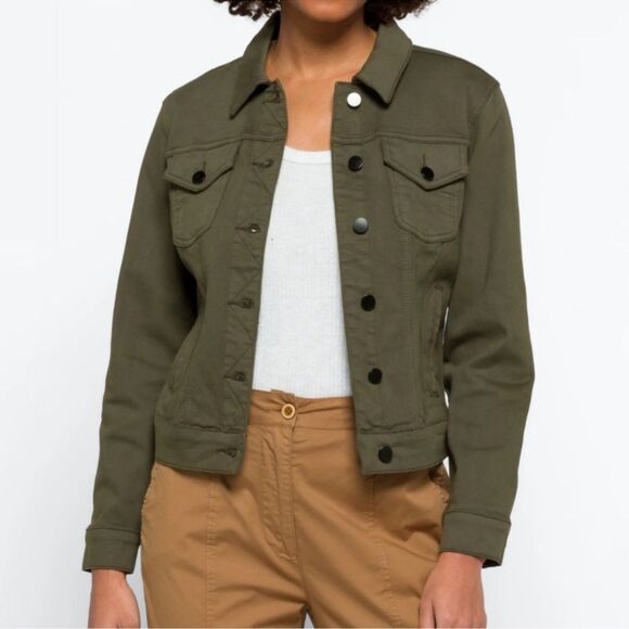PROSPERITY Jolene Stretch Denim Jacket Olive Medium NWT STITCH FIX - Picture 1 of 8